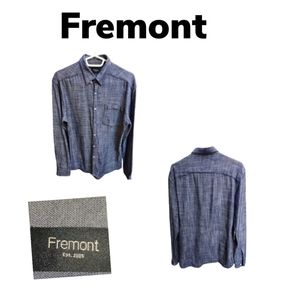 FREMONT est. 2005 MEN'S  DESIGNER BLUE TWEED BUTTON DOWN SHIRT